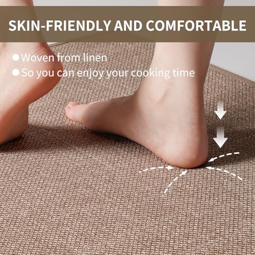 Long Kitchen Runner Rugs Kitchen Mat Non Slip Washable Brown 17"x71" (A- Brown / 17"x71")