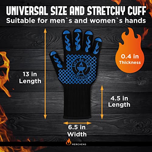 BBQ Grill & Oven Gloves 1472°F Heat Resistant (Blue)