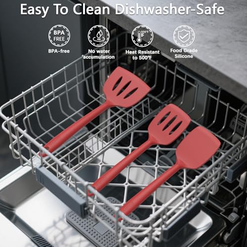 Silicone Kitchen Cooking Utensils Set (PureRed)