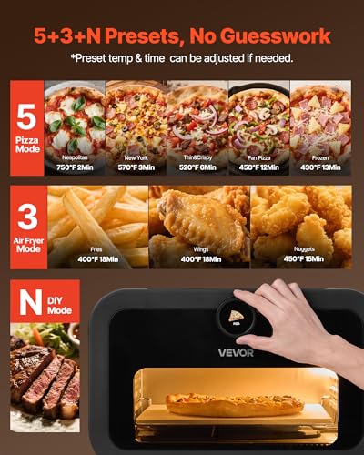 Pizza Oven 8 Presets Electric Pizza Ovens Air Fry Combo (12 Inch Air Fry Combo Pizza Oven)
