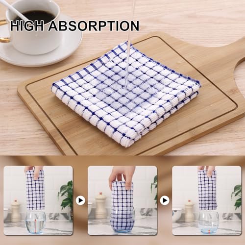 12 Pack Dishcloths and Kitchen Towels Sets (Blue / 12-Piece Set)