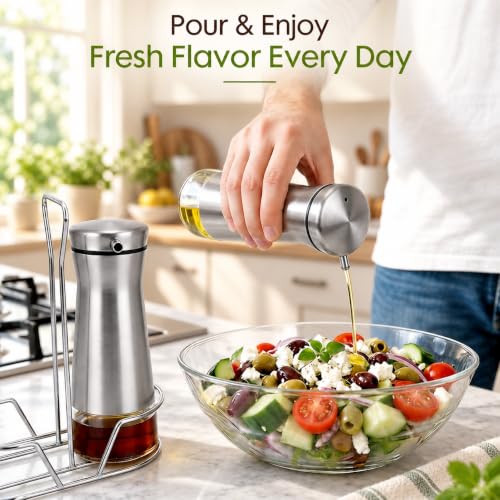 Oil And Vinegar Dispenser Set with Caddy (Clear)