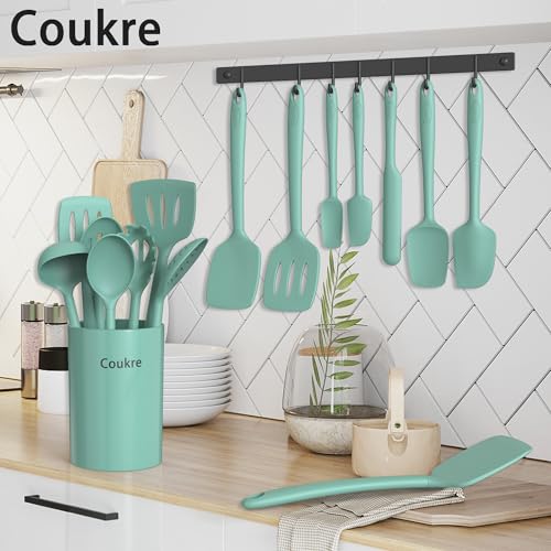 Silicone Kitchen Cooking Utensils Set (PureAquaGreen)