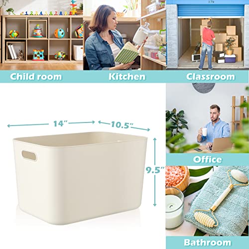 White Plastic Storage Bins (White / 14 x 10.5 x 9.5 in)