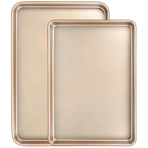 Baking Sheet Pan Set of 2 (9x13 inch & 10x15 inch Set / Champagne Gold)