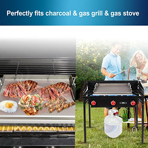 Cast Iron Griddle for Gas Grill Flat Top Griddle Insert for Outdoor Gas Grill (25" x 16" x 3.2")