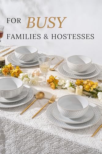12 Piece Embossed Dinnerware Sets for 4