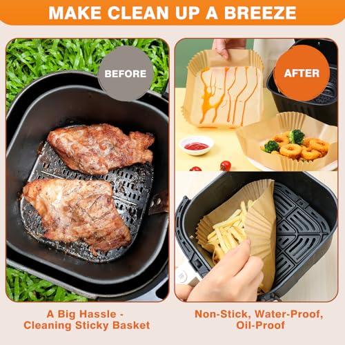 250 Pcs 6.5" Square Air Fryer Liners Disposable for 3 (6.5"Square)