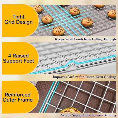 2 PCS Cooling Racks for Cooking and Baking (11.65''x16.85''-2PC / Silver)