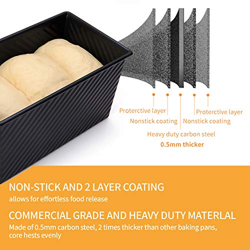 Pullman Loaf Pan with Lid 2 Pcs (Black 2 pieces 1 lb Corrugated)