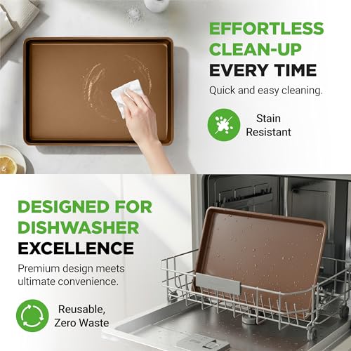 2 Piece Nonstick XL Cookie Sheets for Baking (2-Pack / Gold)