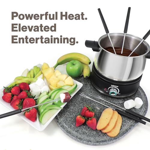 Arolla 10 Pieces Stainless Steel Electric Fondue Set (Black)