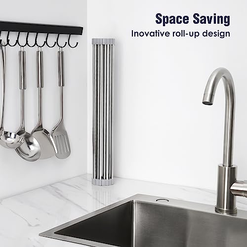 Roll Up Dish Drying Rack Over Sink (Gray / 21 x 15.5 in)