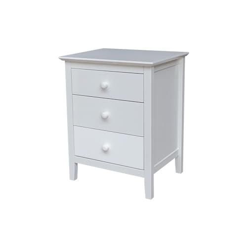 International Concepts Solid Wood Bedroom Nightstand with 3 Drawers in White (White)