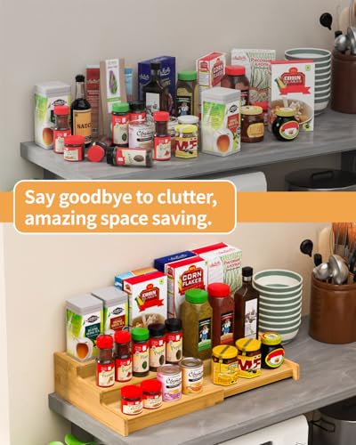 Spice Rack 3 Tier Natural Bamboo (Bamboo-2 Pack)