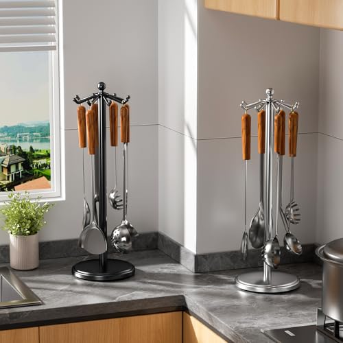 Kitchen Countertop Rotating Utensil Holder (Black)