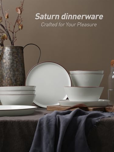 Saturn Stoneware Dinnerware Sets for 4 (White / 12)
