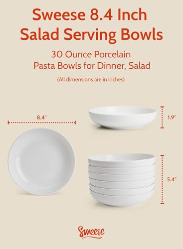 Large Salad Serving Bowls (8.4 inches / White)