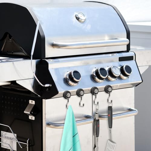 Magnetic Hooks for Grill & Refrigerator (12 Pack / Sliver)