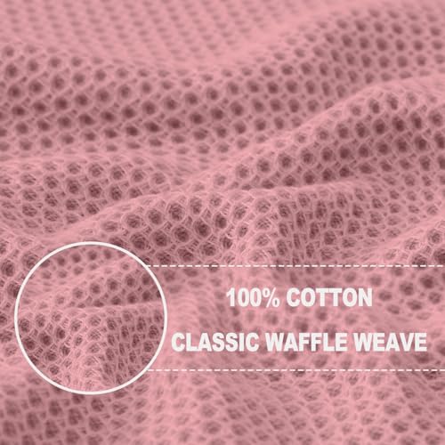 100% Cotton Waffle Weave Kitchen Dish Towels 8 (Dried Rose / 13 X 28 - 8 Pack)