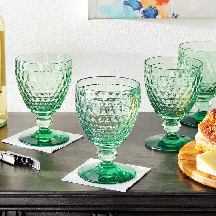 Boston Green Crystal Goblets (Green / Goblet)