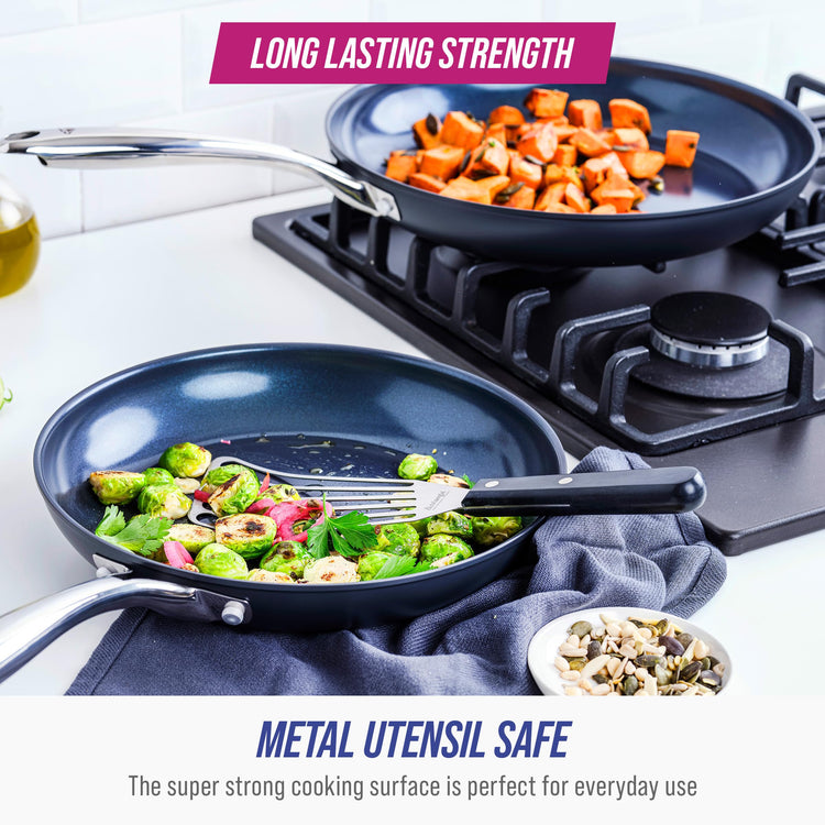 Cookware Hard Anodized Ceramic Nonstick (10" and 12" Frypan Skillet Set / Gray)