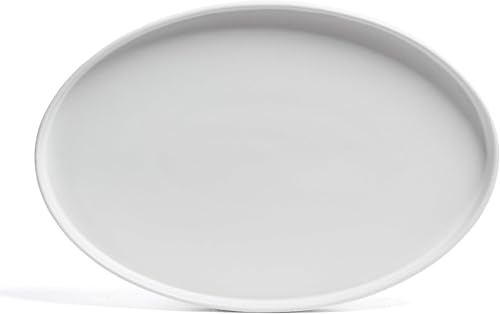 Over&Back Stackable Stoneware Serving Platter (Semi-matte White / 16" x 14" x 1.6")