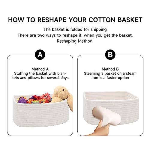 Small Storage Baskets for Organizing (3pcs-L13xW8.5xH5.1" / Rainbow Stitches)