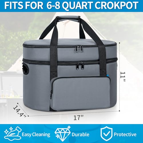 Double Layer Slow Cooker Bag Compatible with 6 (Grey)