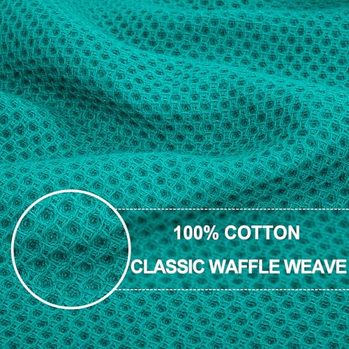 100% Cotton Waffle Weave Kitchen Dish Cloths 12 (Teal / 12 X 12 - 12 Pack)