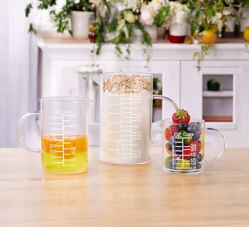 Ackers Etched Graduated Glass Measuring Cup (250 ML (8 Oz, 1 Cup) - Etched Graduated)