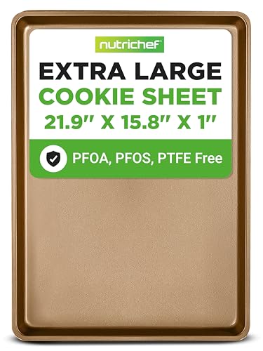 Nonstick XL Cookie Sheet Baking Pan (1-Pack / Gold)