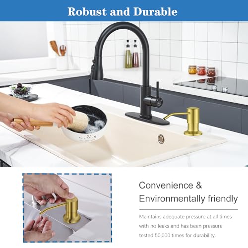 Soap Dispenser for Kitchen Dish Sink Built in Soap Dispenser Pump Gold with 47" Extension Tube Kit (Gold)