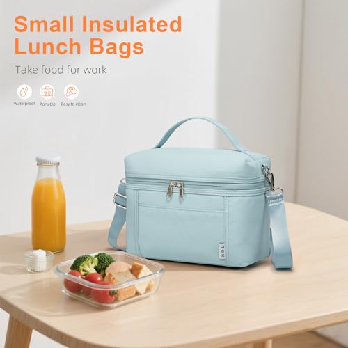 NOL Insulated Lunch Bags for Women Cooler Bag Lightweight Nylon Waterproof Lunch Box for Work Small Light Blue 4L (Light Blue / Small (4 Liters))