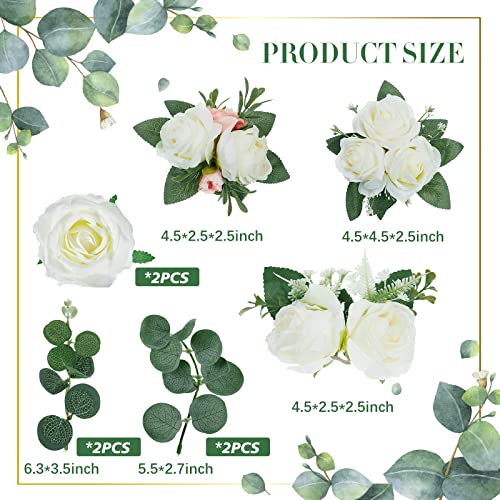 9 Pcs Cake Flower Toppers Floral Wedding Cake Decoration (White)