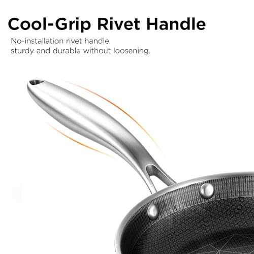 3pc Hybrid Nonstick Frying Pans Set (Silver / 8 10 12 Inch)