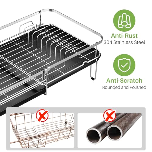Expandable Dish Drying Rack for Kitchen Counter (Silver)