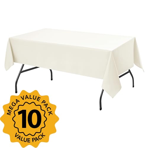 10 Pack Ivory Tablecloths for Rectangle Tables (Ivory / 60x102 In, 10 Pack)