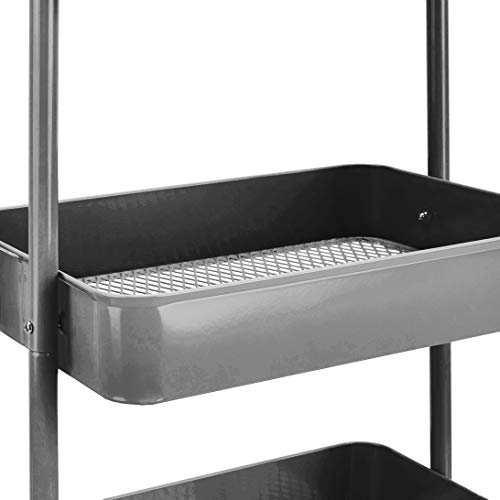 3 Tier Rolling Utility or Kitchen Cart (Charcoal)