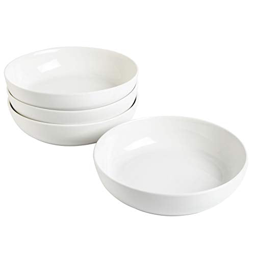 Zen Buffet 4 Piece 41oz Salad Bowls Porcelain Ceramic Chip and Scratch Resistant Pasta Bowl (White (Zen Buffet) / 41oz Salad Bowl (Set of 4))