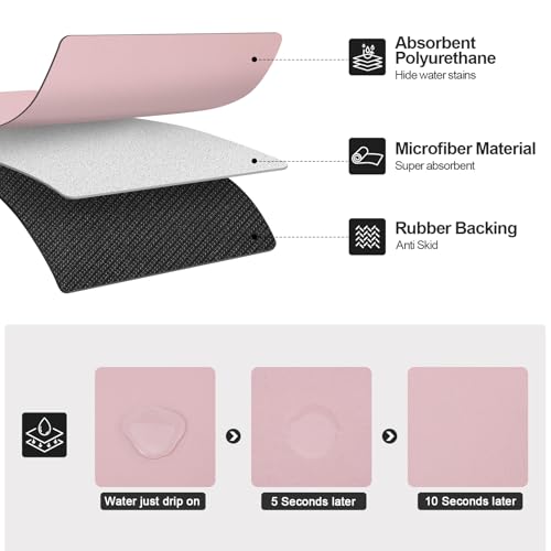 Dish Drying Mat for Kitchen Counter (Pink / 18" x 32")