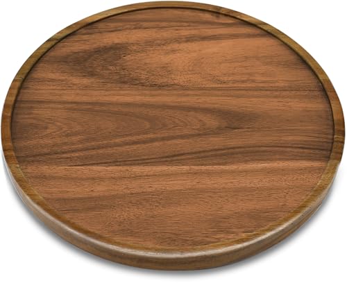 9" Acacia Wood Lazy Susan Organizer Kitchen Turntable for Cabinet Pantry Table Organization (Acacia Two Pack / 9")