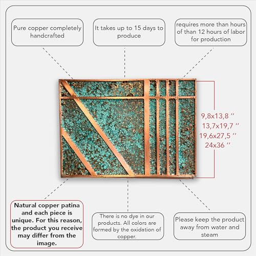 Handmade Copper Wall Art for Home (patina of modern / 9.8 x 13.8)