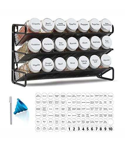Spice Rack Organizer with 21 Spice Jars (13.4"W × 9"H / White)