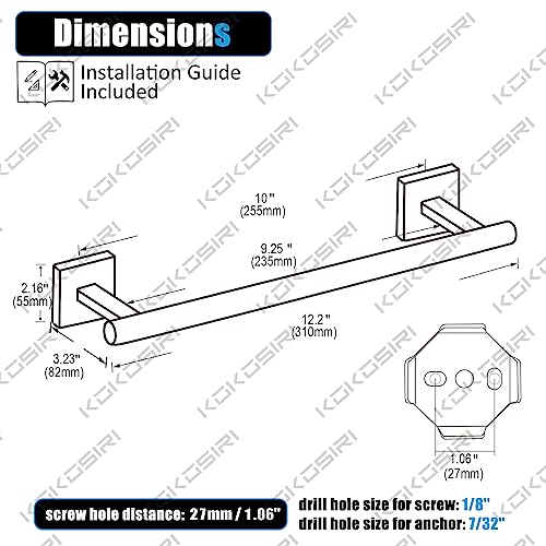 Bathroom Towel Bars 12 Inch Towel Ring Matte Black 30CM Hand Towel Holder for Bath Kitchen Wall Stainless Steel B4005BK (Matte Black / 12-Inch)