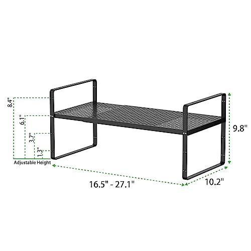 Expandable Storage Shelf (Black 2 Packs / Large - 10.2"W x (16.5"-27.1")L x 9.8"H)