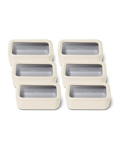 6 Piece Glass Food Storage Set with Lids (Cream / 6.6 Cup Food Storage (6x))