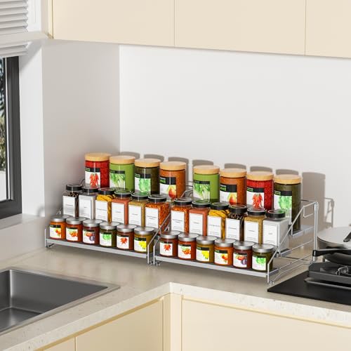 4 Tier Spice Rack for Cabinet (Gray / 2 Pcs)