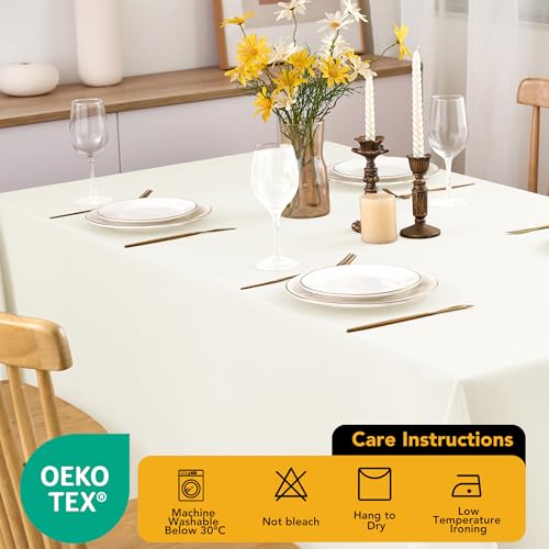 10 Pack Ivory Tablecloths for Rectangle Tables (Ivory / 60x102 In, 10 Pack)