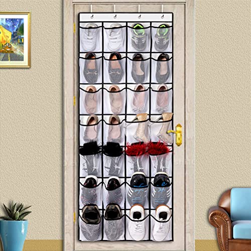28 Large Pocket Over the Door Shoe Organzier (White-1 pack of 28)